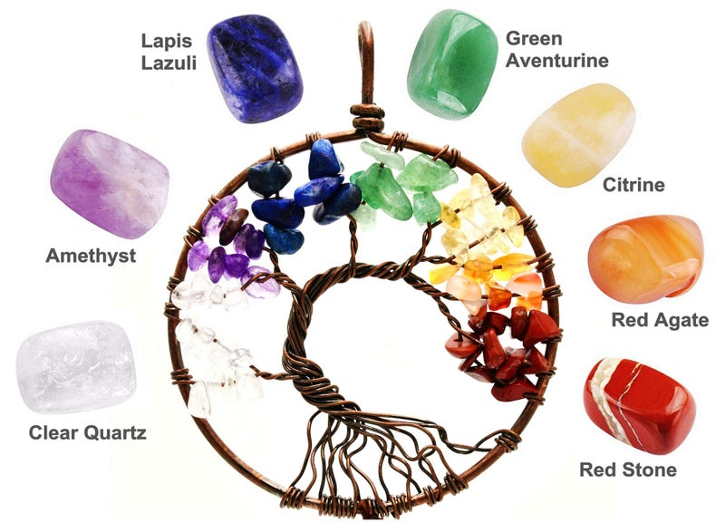 Urdeoms Tree of Life Dream Catchers for Bedroom Adult Brown Boho Dream Catcher Wall Decor for Girls Chakra Crystal Healing Stones Hanging Ornament Room Decoration 18" Length(NO.12) - Image 4